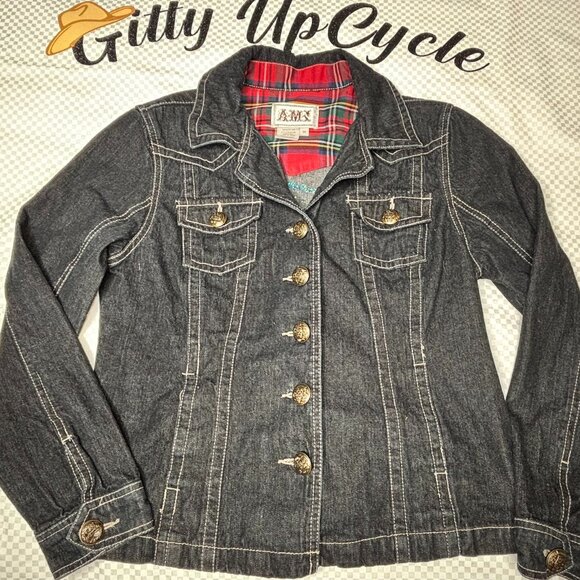 Upcycled Aztec print Pendleton wool A.M.I Western Jean jacket size M - Picture 2 of 2